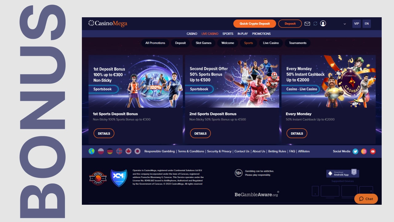 CasinoMega Sports Betting Bonuses