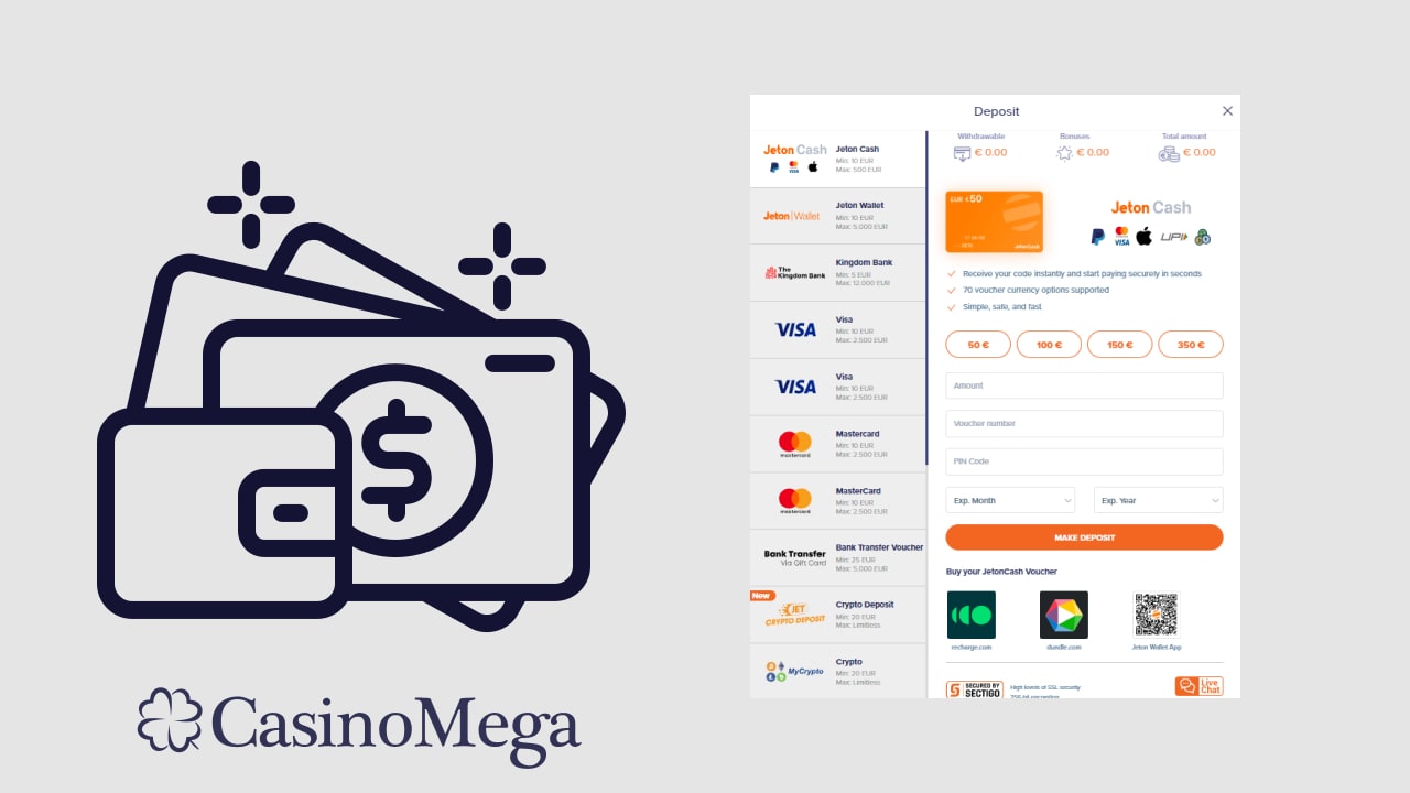 Payment Methods at CasinoMega