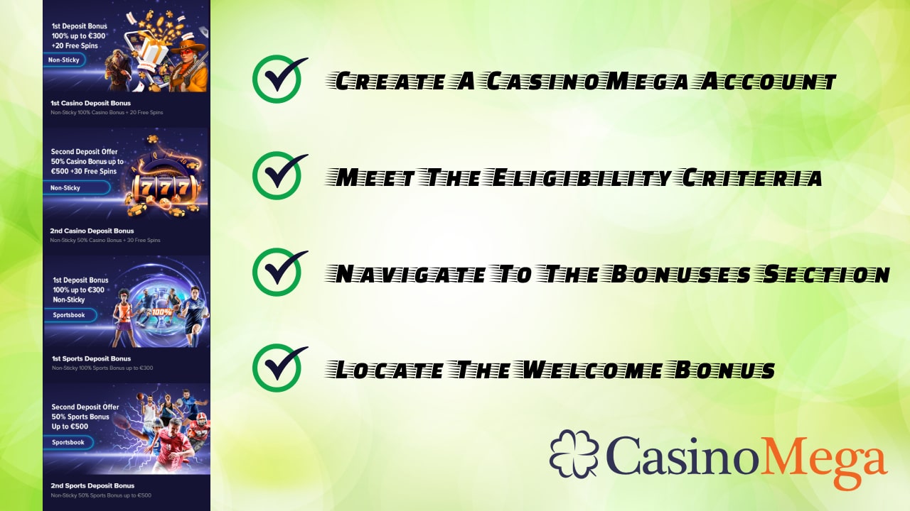Claiming CasinoMega WElcome Bonus